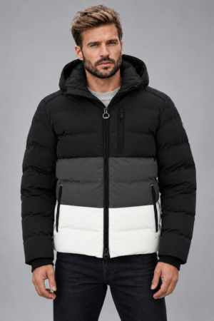 Wellensteyn Blackjack Tricolor Men Short moška zimska jakna BJTMS-870-BANC – Črna/antracitna/kokosovo bela