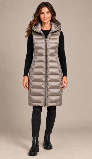 Wellensteyn ženski dolgi brezrokavnik Highclass Vest Long HICVL-785-CHP – Champagne